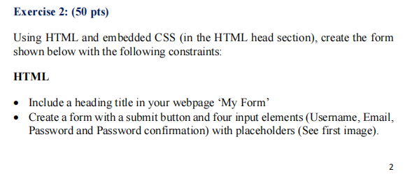 Solved Exercise 1: (50 pts) Using HTML and inline CSS | Chegg.com