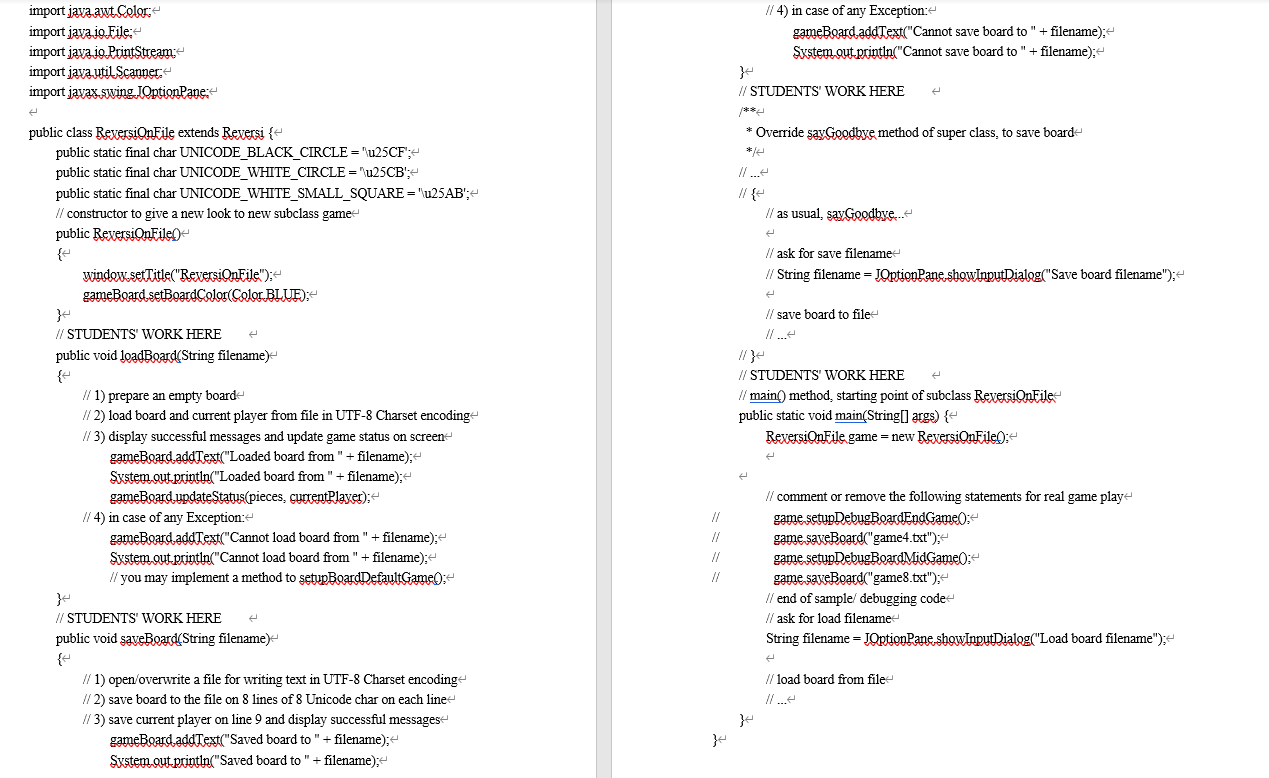I need to create a reversi game program with java. | Chegg.com