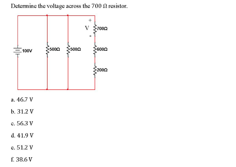 Solved Determine the voltage across the 700 resistor. + V | Chegg.com
