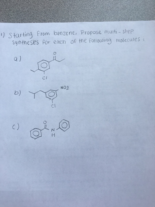 Solved Starting From Benzene, Propose Multi-step Syntheses | Chegg.com