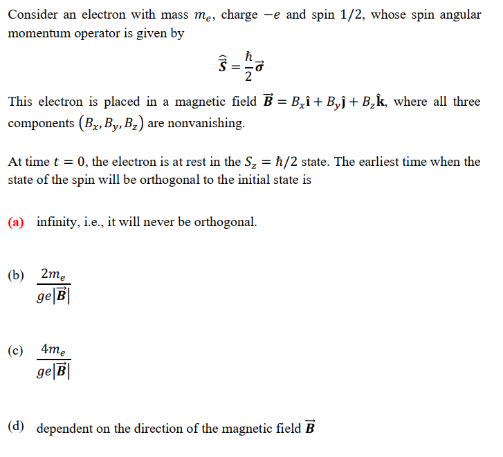Solved Consider an electron with mass me, ﻿charge -e ﻿and | Chegg.com