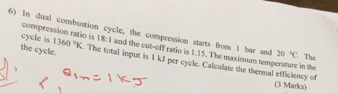 Solved 6) in dual combustion cycle, the compression starts | Chegg.com