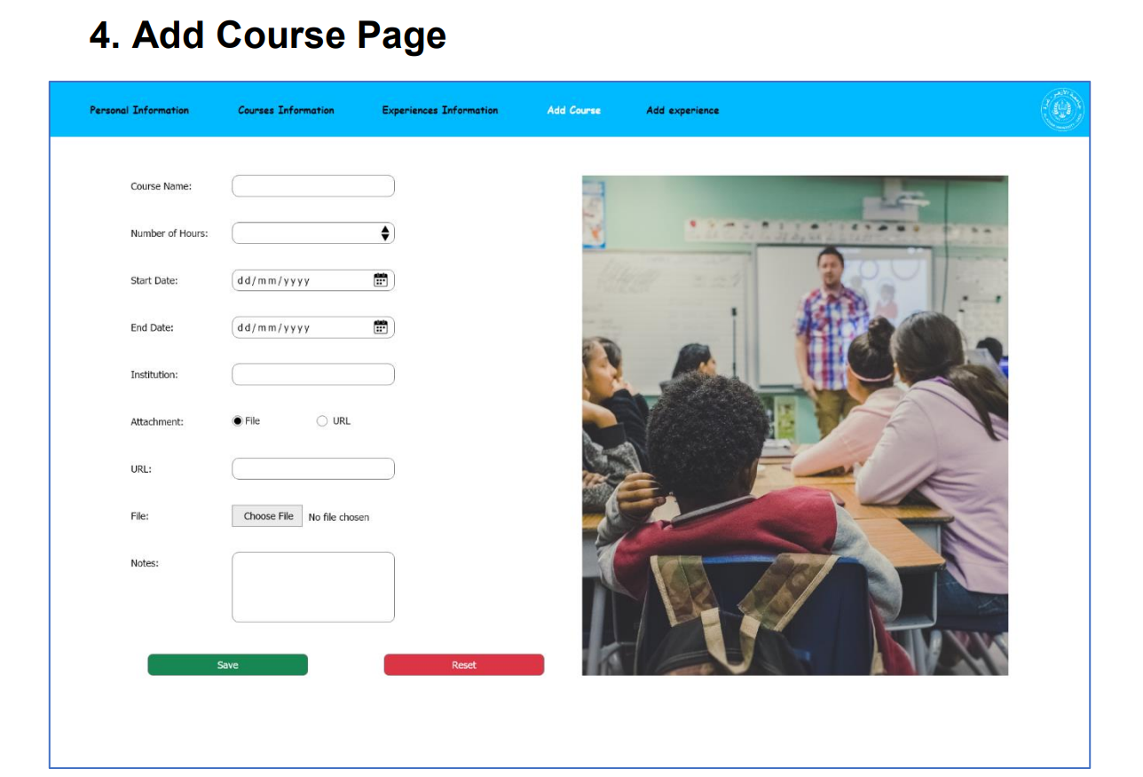 Solved 4. Add Course Page Personal Information Courses | Chegg.com