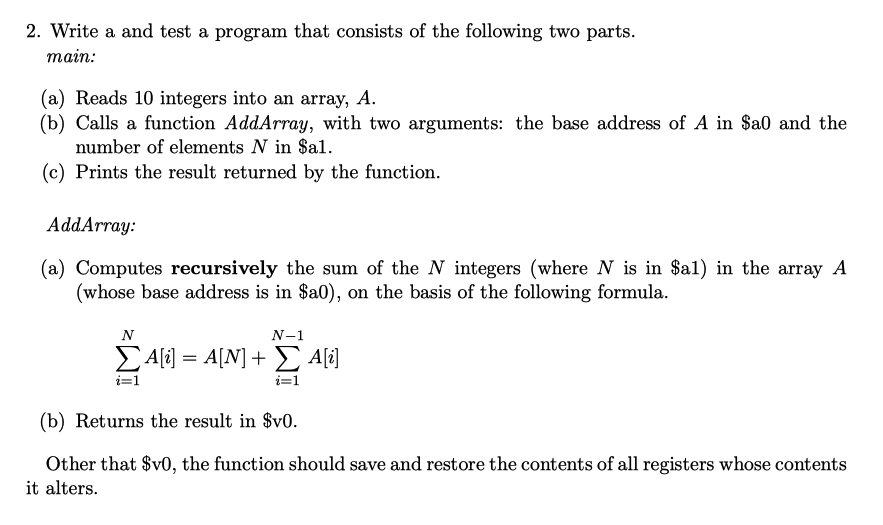 Solved 2. Write a and test a program that consists of the | Chegg.com