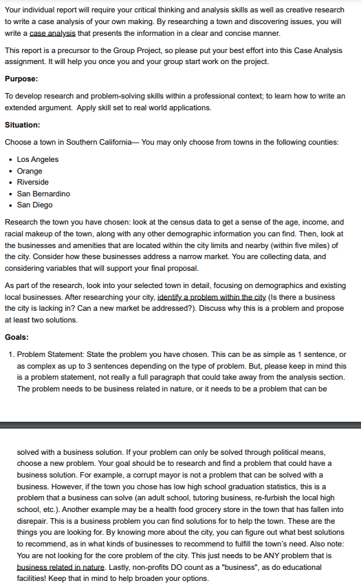 Your individual report will require your critical | Chegg.com