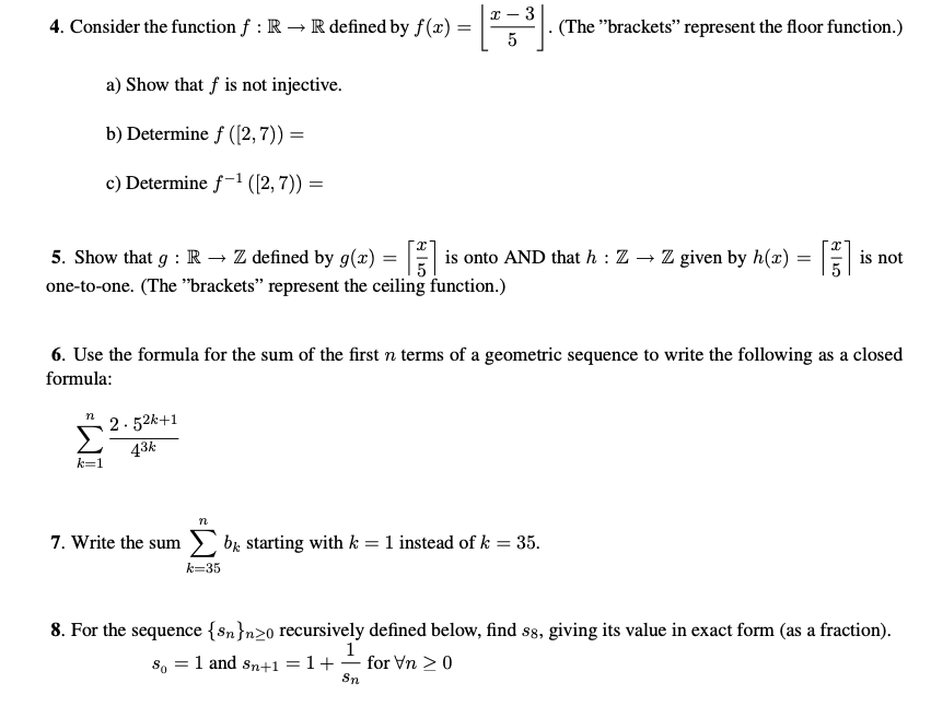 Solved 4 Consider The Function F R R Defined By F X