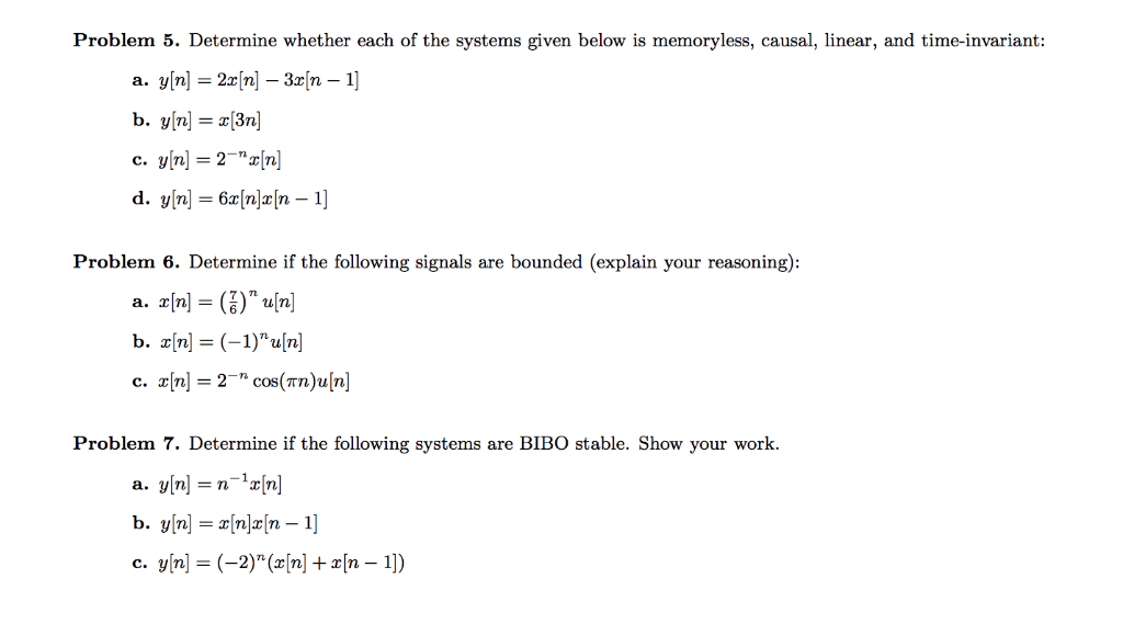 Solved Problem 5. Determine Whether Each Of The Systems | Chegg.com