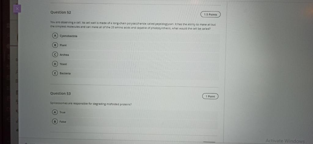 Solved Question 52 1.5 Points You are observing a cel, is | Chegg.com