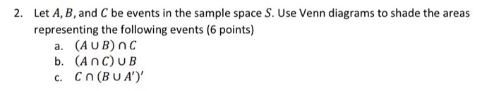 Solved Let A, B, and C be events in the sample space S. Use | Chegg.com