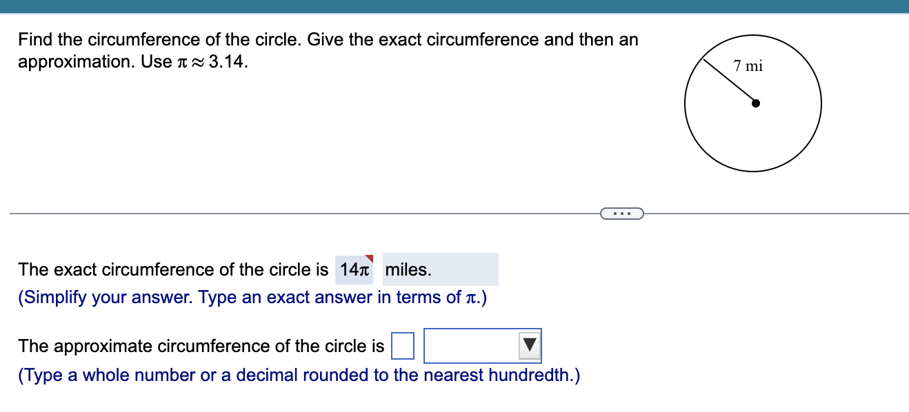 how to find the exact circumference of the circle