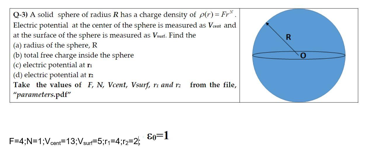 Solved R Q-3) A solid sphere of radius R has a charge | Chegg.com