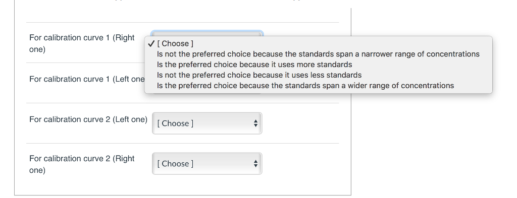 Solved For the pair of calibration curves shown in the | Chegg.com