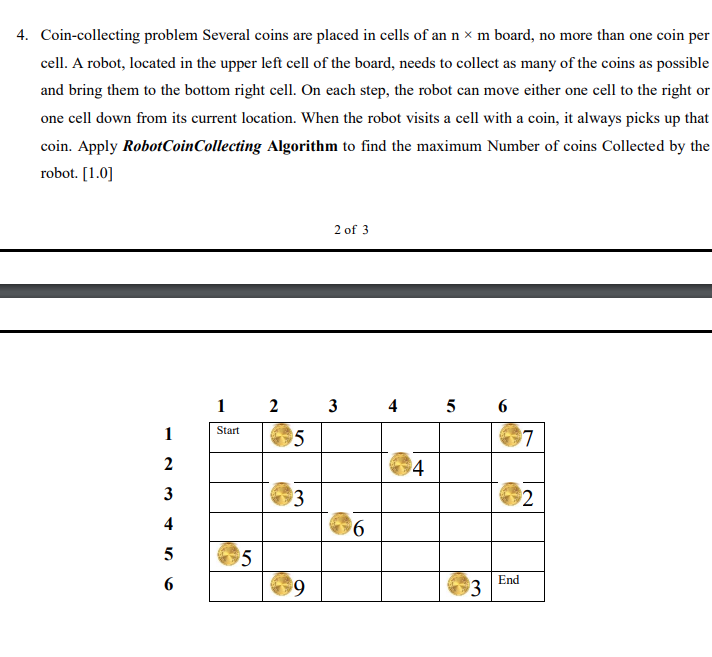 Solved 4. Coincollecting problem Several coins are placed
