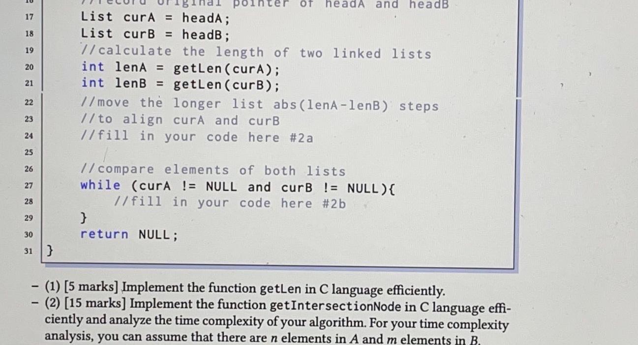 Solved [20 marks] Given the heads of two singly linked lists | Chegg.com