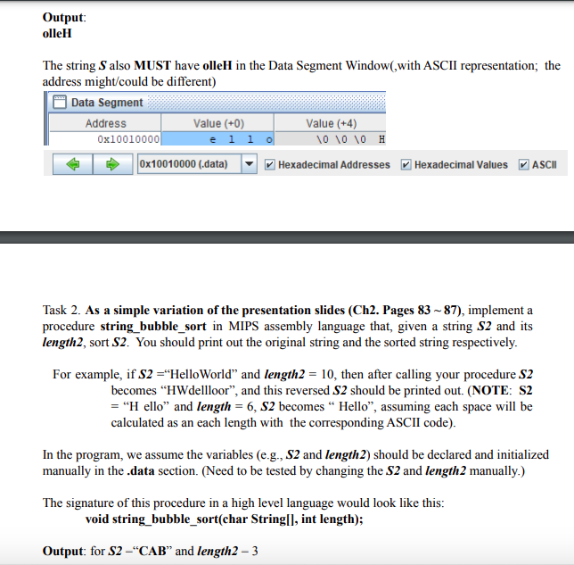 Task 1. Implement a procedure reverse in MIPS | Chegg.com