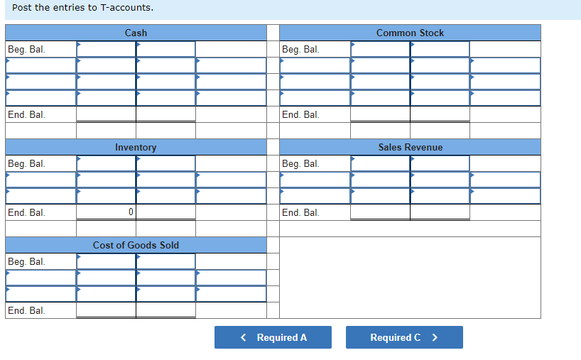 Solved Post the entries to Taccounts.Journal entry