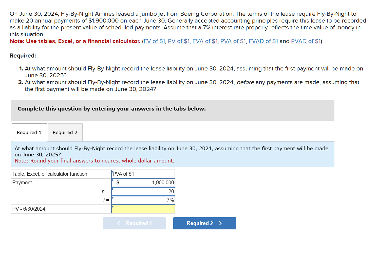 Solved On June 30, 2024, FlyByNight Airlines leased a