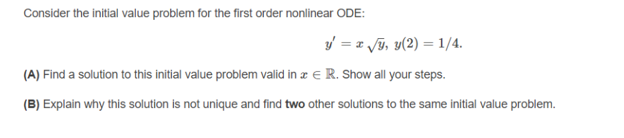 Solved Consider the initial value problem for the first | Chegg.com