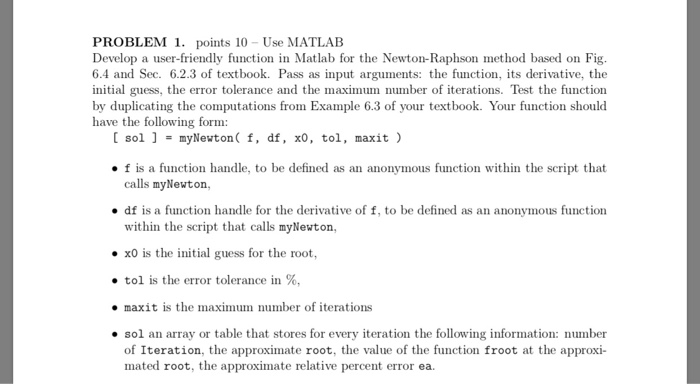 Solved PROBLEM 1. points 10 Use MATLAB Develop a | Chegg.com