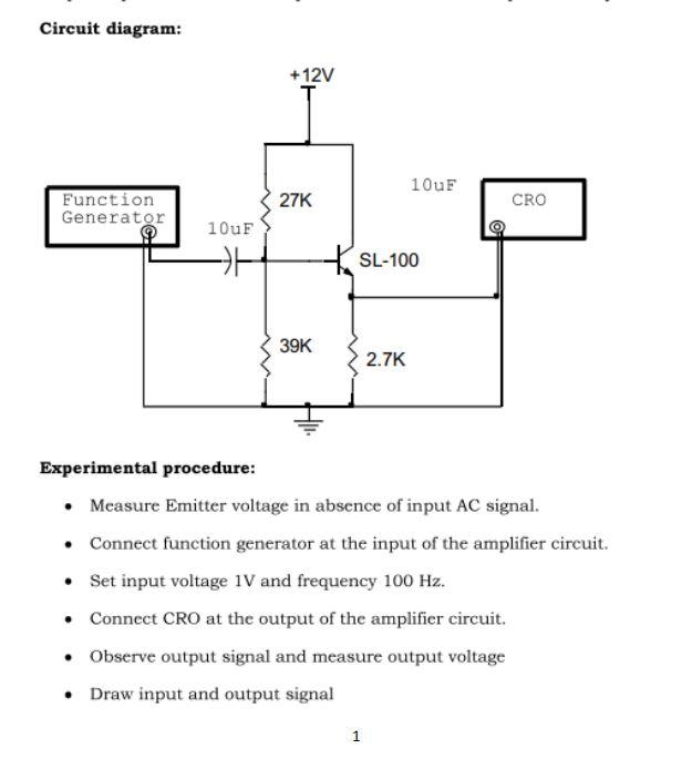 Circuit diagram: +12V 10uF Function Generator 27K | Chegg.com