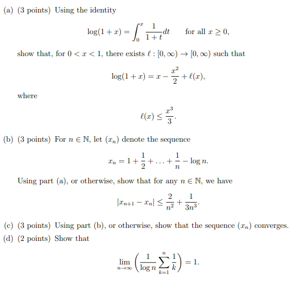 Solved (a) (3 points) Using the identity log(1 + 2) = 6 17 | Chegg.com