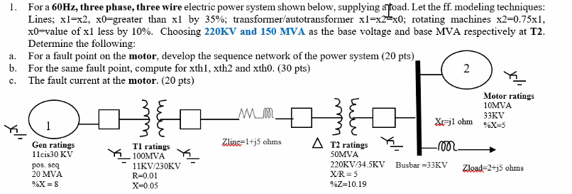 Solved 1. For a 60Hz, three phase, three wire electric power | Chegg.com