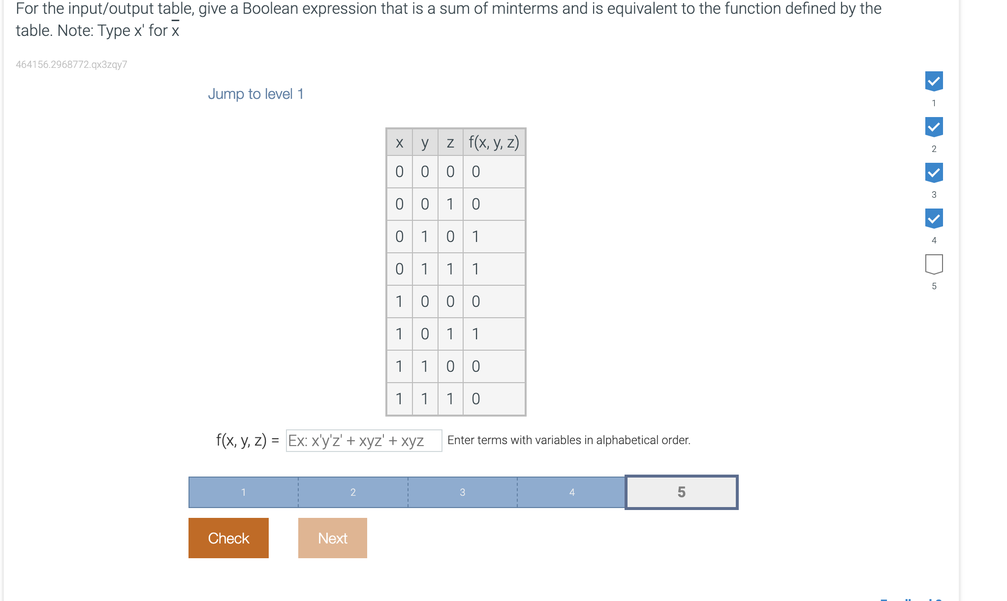 Solved For the input/output table, give a Boolean expression | Chegg.com