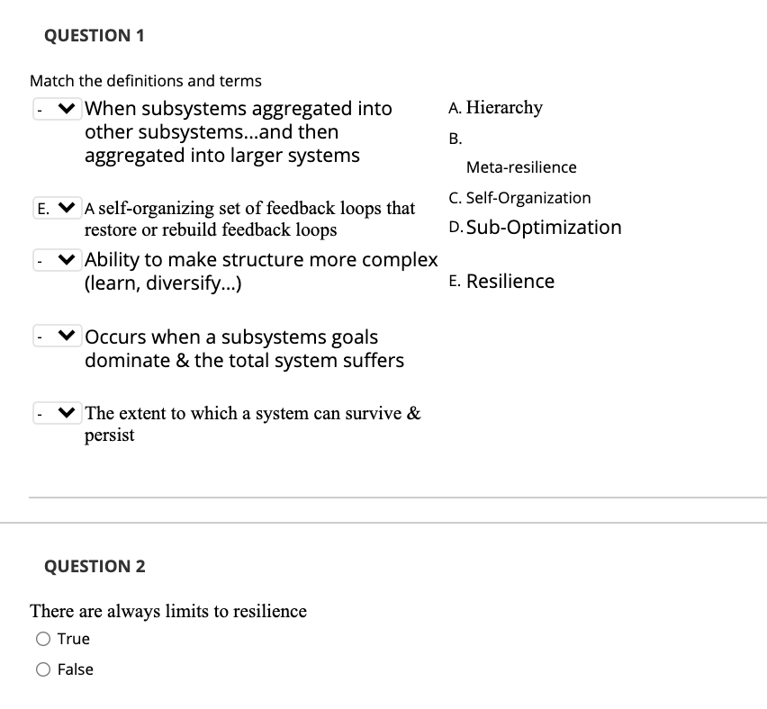 Solved QUESTION 1 Match The Definitions And Terms V When | Chegg.com