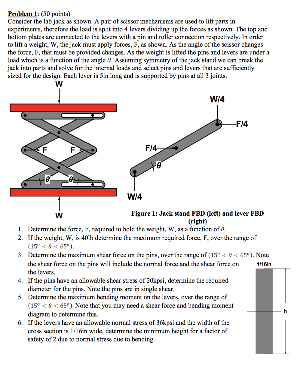 Problem 1 (50 points) Consider the lab jack as