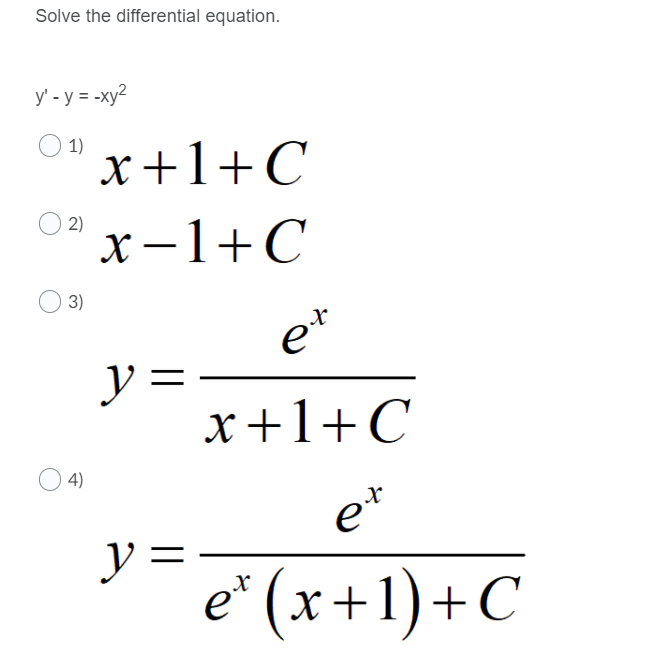 Solved Solve The Differential Equation Y Y Xy2 1 Chegg Com