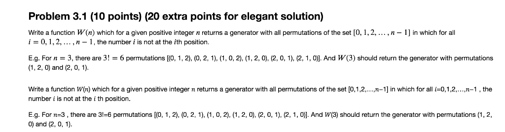 Solved Problem 3.1 (10 points) (20 extra points for elegant | Chegg.com