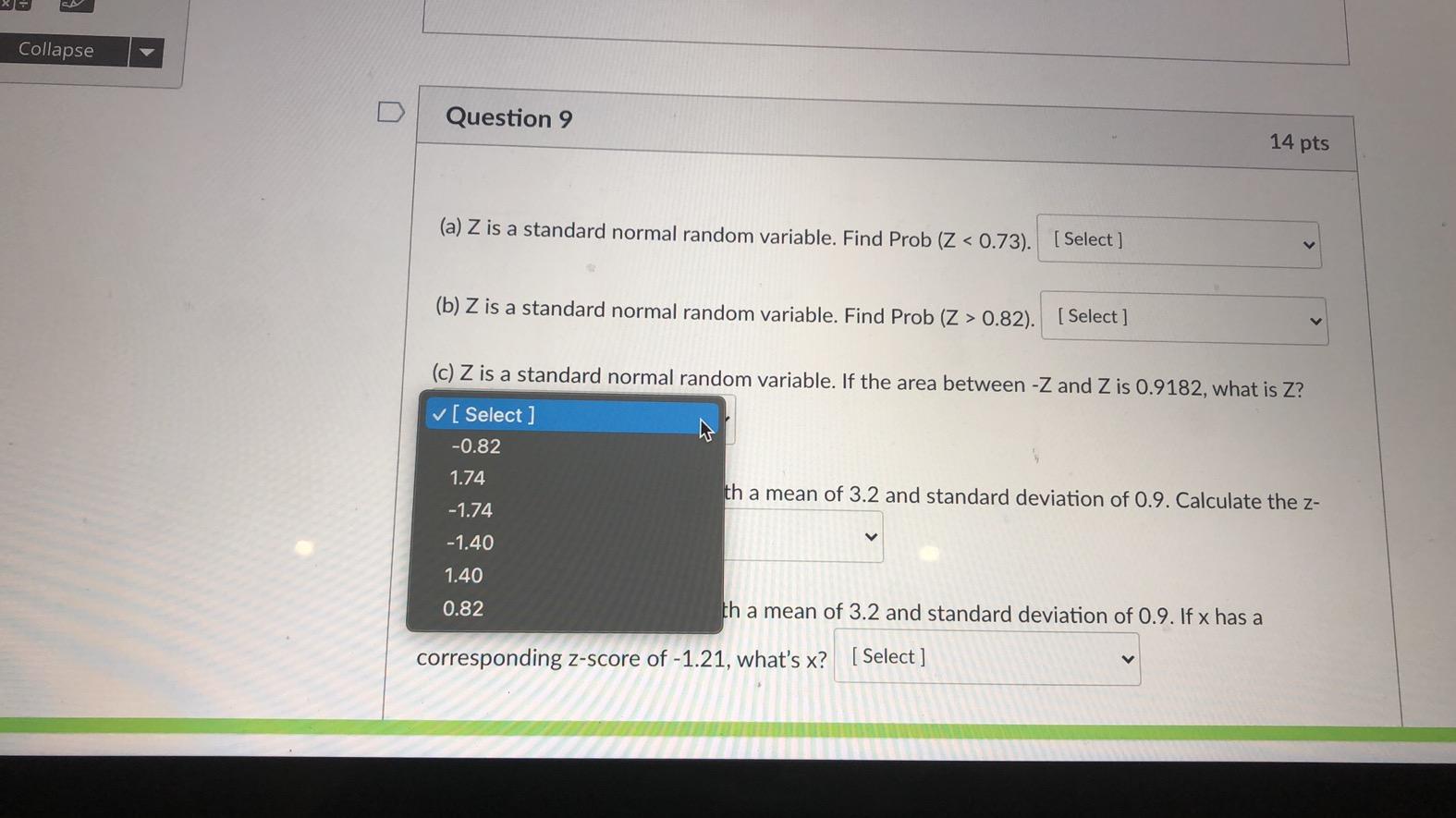 Solved D Question 9 14 pts (a) Z is a standard normal random | Chegg.com