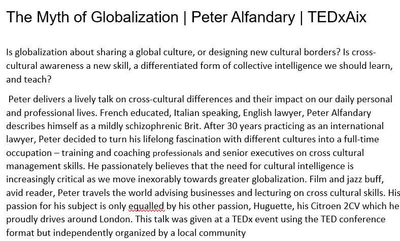 Solved The Myth of Globalization | Peter Alfandary | TEDxAix | Chegg.com