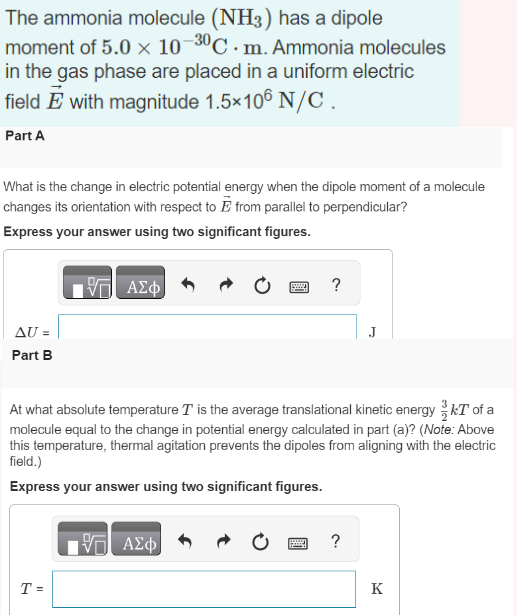 Solved The ammonia molecule (NH3) has a dipole moment of