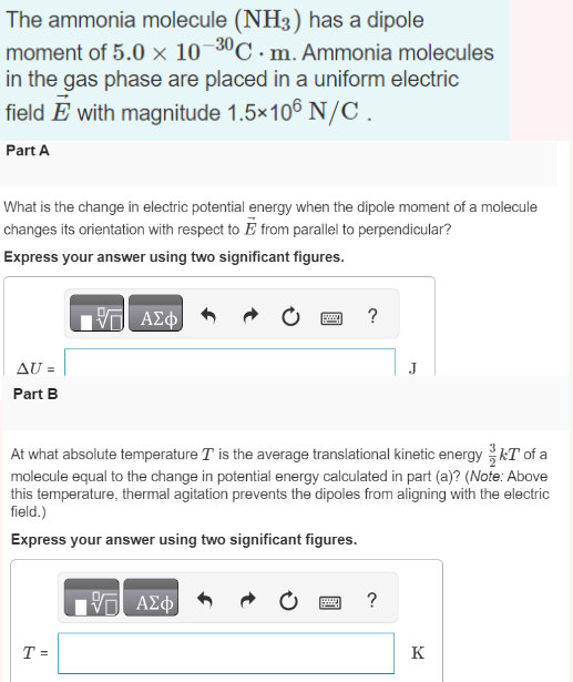 Solved The ammonia molecule (NH3) has a dipole moment of | Chegg.com