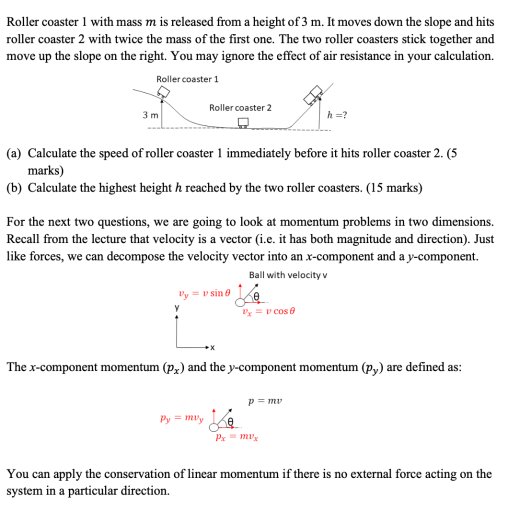 Solved Roller coaster 1 with mass m is released from a Chegg