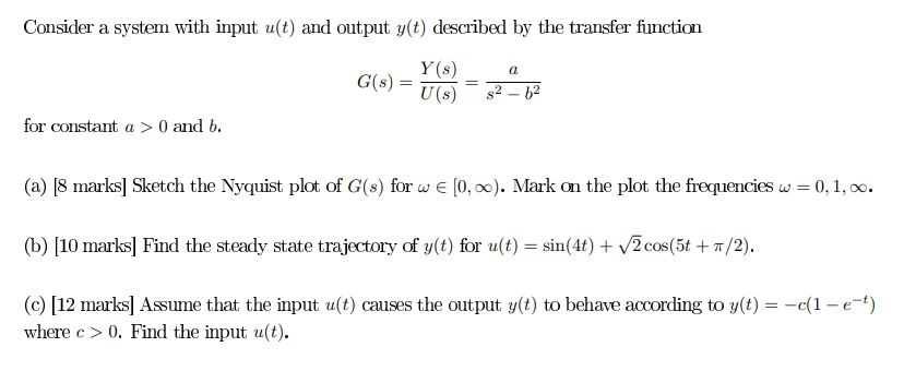 Solved Consider a system with input u(t) and output y(t) | Chegg.com