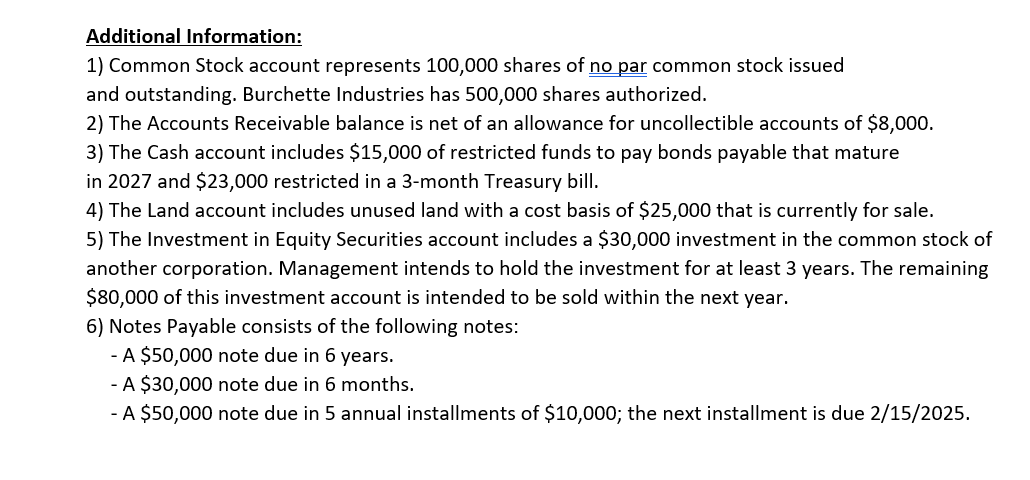 Additional Information: 1) Common Stock account | Chegg.com