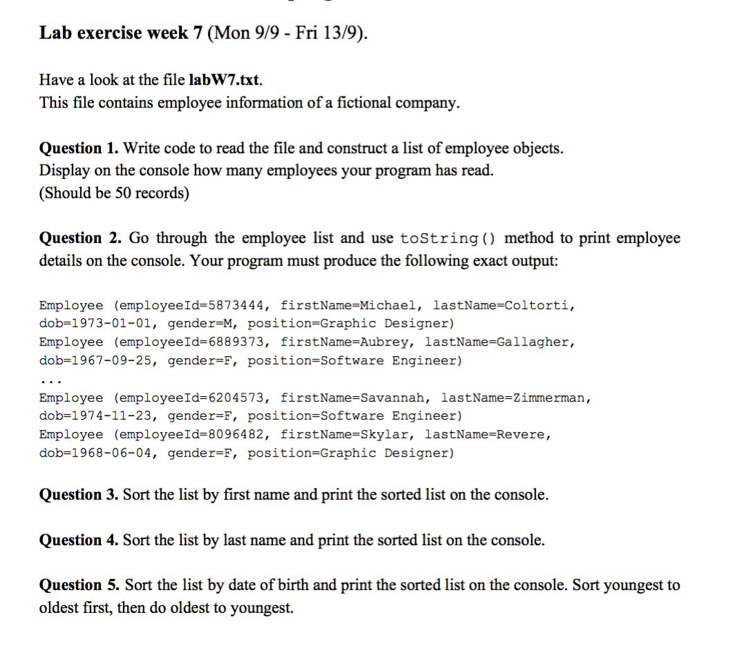 Solved Lab exercise week 7 (Mon 9/9 - Fri 13/9). Have a look | Chegg.com