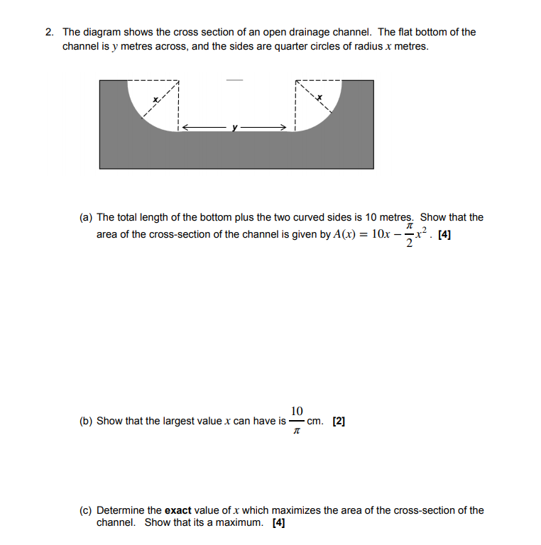 Solved 2. The diagram shows the cross section of an open | Chegg.com