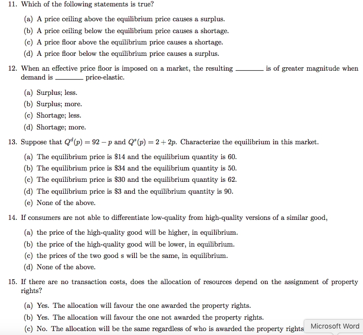 Solved 11 Which Of The Following Statements Is True A