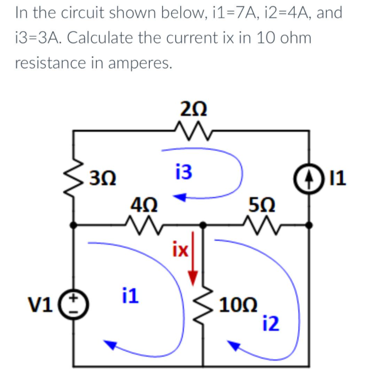 Solved In the circuit shown below, i1=7A, i2=4A, and 13=3A. | Chegg.com