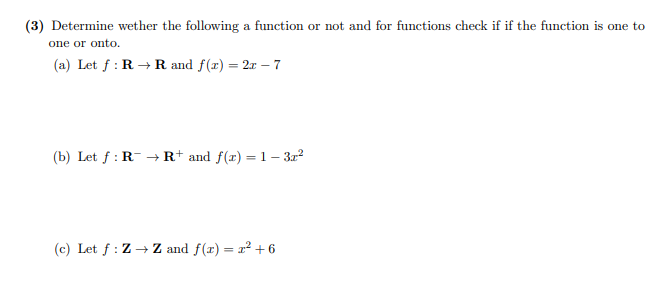 Solved (3) Determine wether the following a function or not | Chegg.com