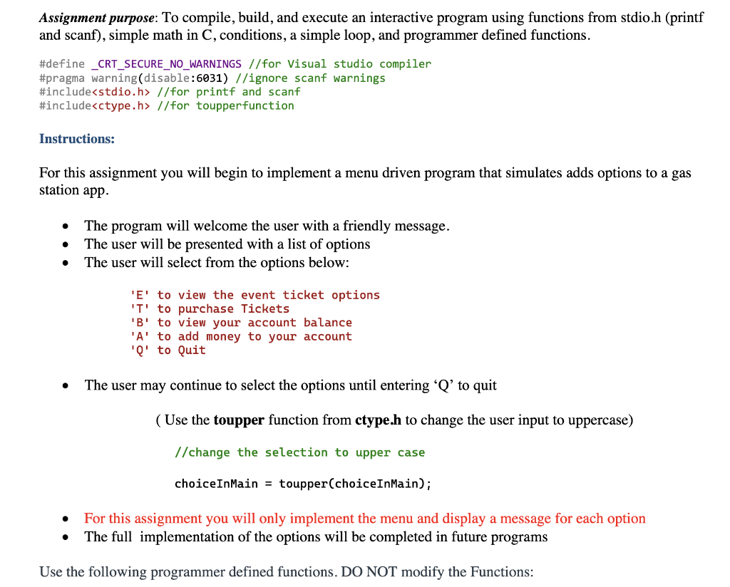 Solved PROGRAMMING IN C include stdio.h for printf and Chegg