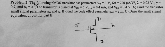 Solved The following nMOS transistor has parameters V_tn = 1 | Chegg.com