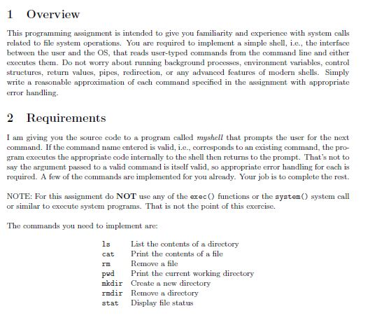 1 Overview This programming assignment is intended to | Chegg.com