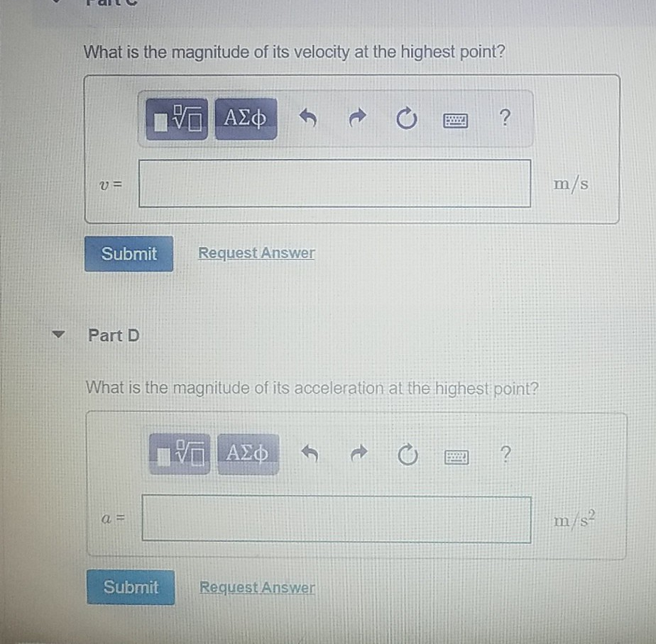 Solved What is the magnitude of its velocity at the | Chegg.com