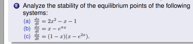 Solved 2 Analyze the stability of the equilibrium points of | Chegg.com