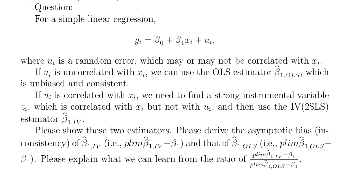 Question: For a simple linear regression, Yi = Bo + B | Chegg.com