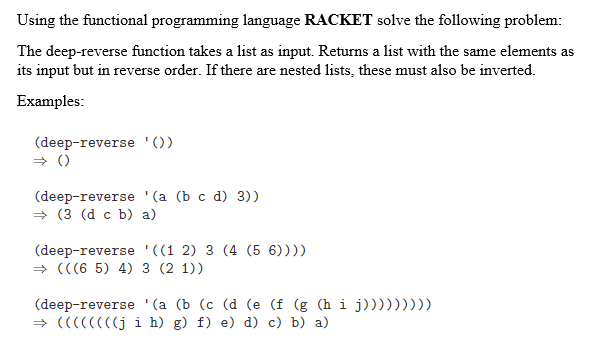 Solved Using the functional programming language RACKET | Chegg.com